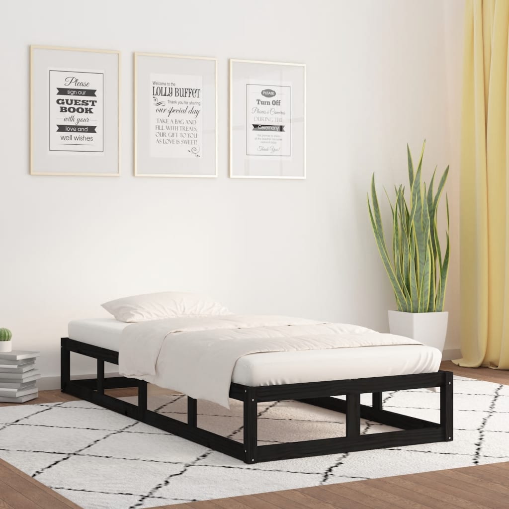 sengeramme 75x190 cm Small Single massivt træ sort