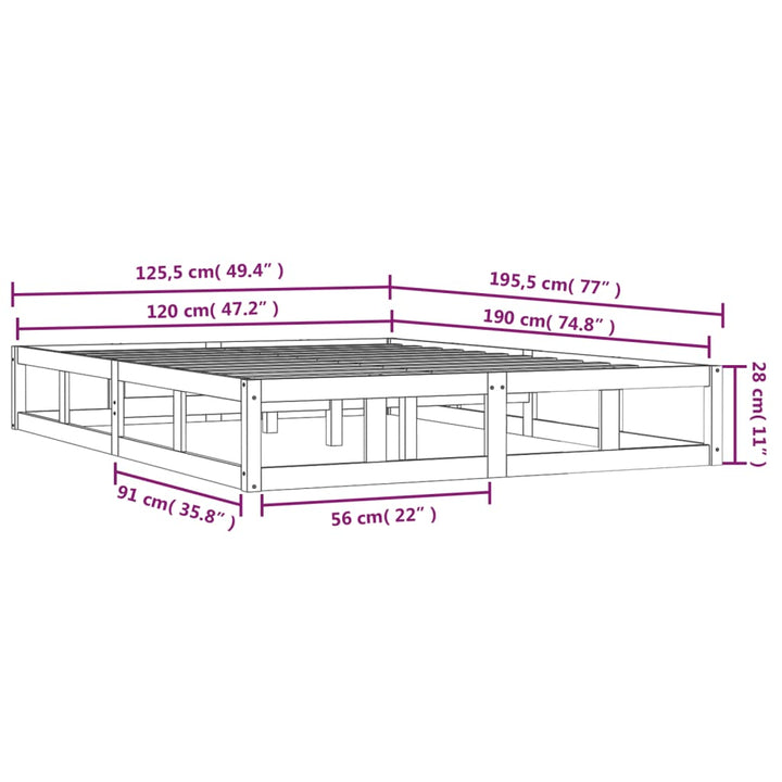 sengeramme 120x190 cm Small Double massivt træ hvid