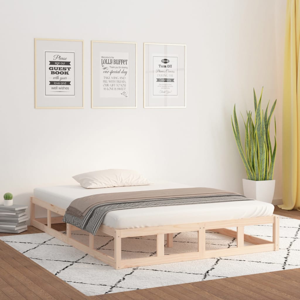 sengeramme 135x190 cm dobbelt massivt træ