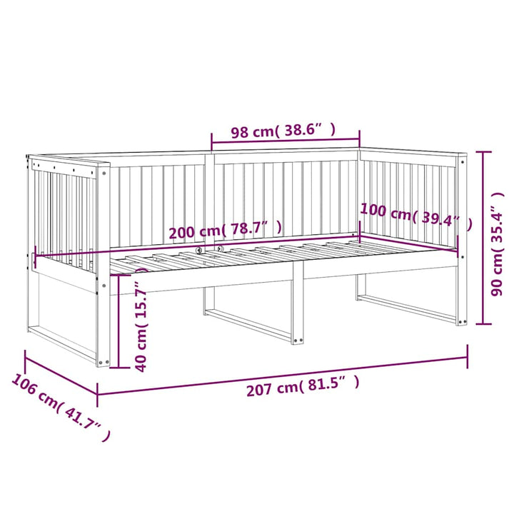 daybed med reol uden madras 100x200 cm massivt fyrretræ