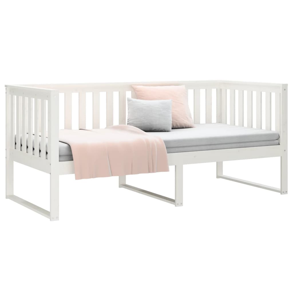 daybed med reol uden madras 100x200 cm massivt fyrretræ hvid