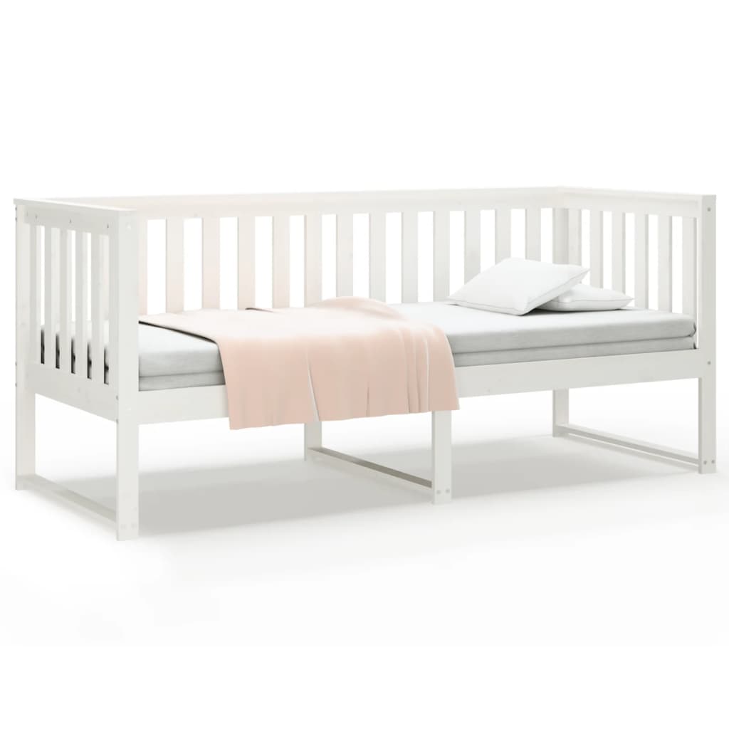 daybed med reol uden madras 75x190 cm massivt fyrretræ hvid