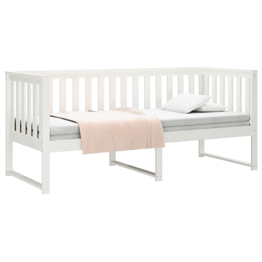 daybed med reol uden madras 75x190 cm massivt fyrretræ hvid