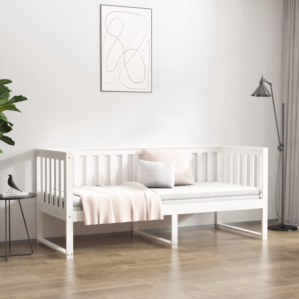daybed med reol uden madras 75x190 cm massivt fyrretræ hvid