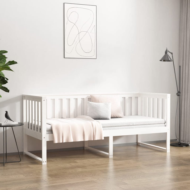 daybed med reol uden madras 75x190 cm massivt fyrretræ hvid