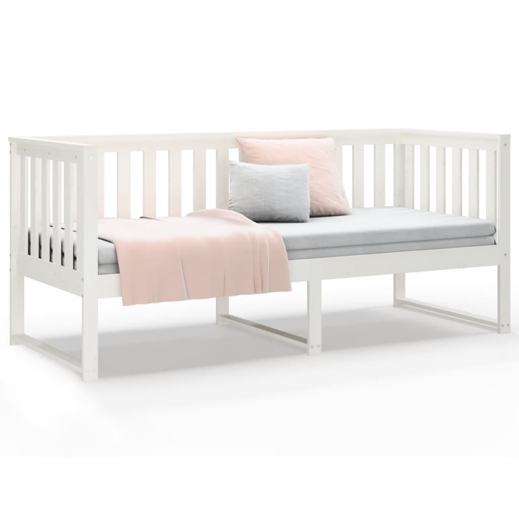 daybed med reol uden madras 75x190 cm massivt fyrretræ hvid
