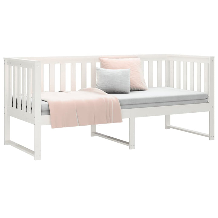 daybed med reol uden madras 75x190 cm massivt fyrretræ hvid