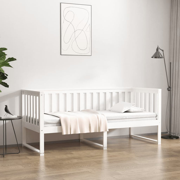 daybed med reol uden madras 75x190 cm massivt fyrretræ hvid