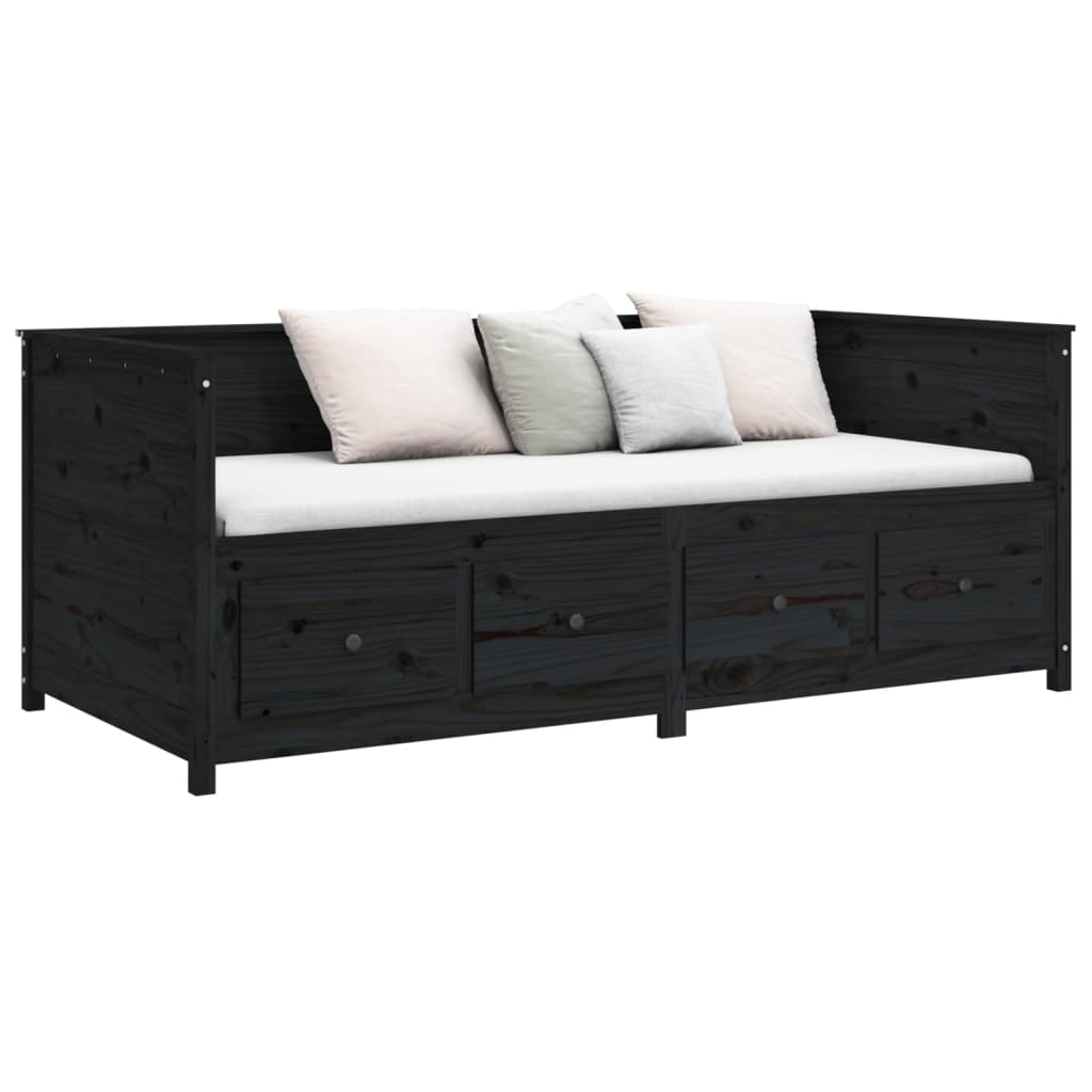 daybed 90x200 cm massivt fyrretræ sort