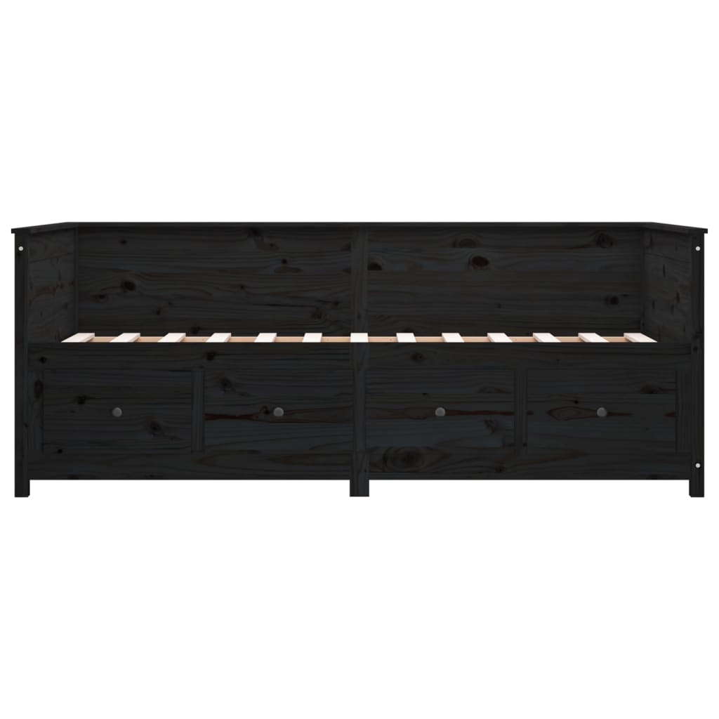 daybed 90x200 cm massivt fyrretræ sort