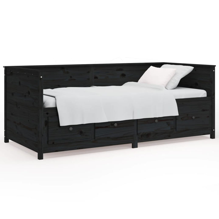daybed 90x190 cm massivt fyrretræ sort