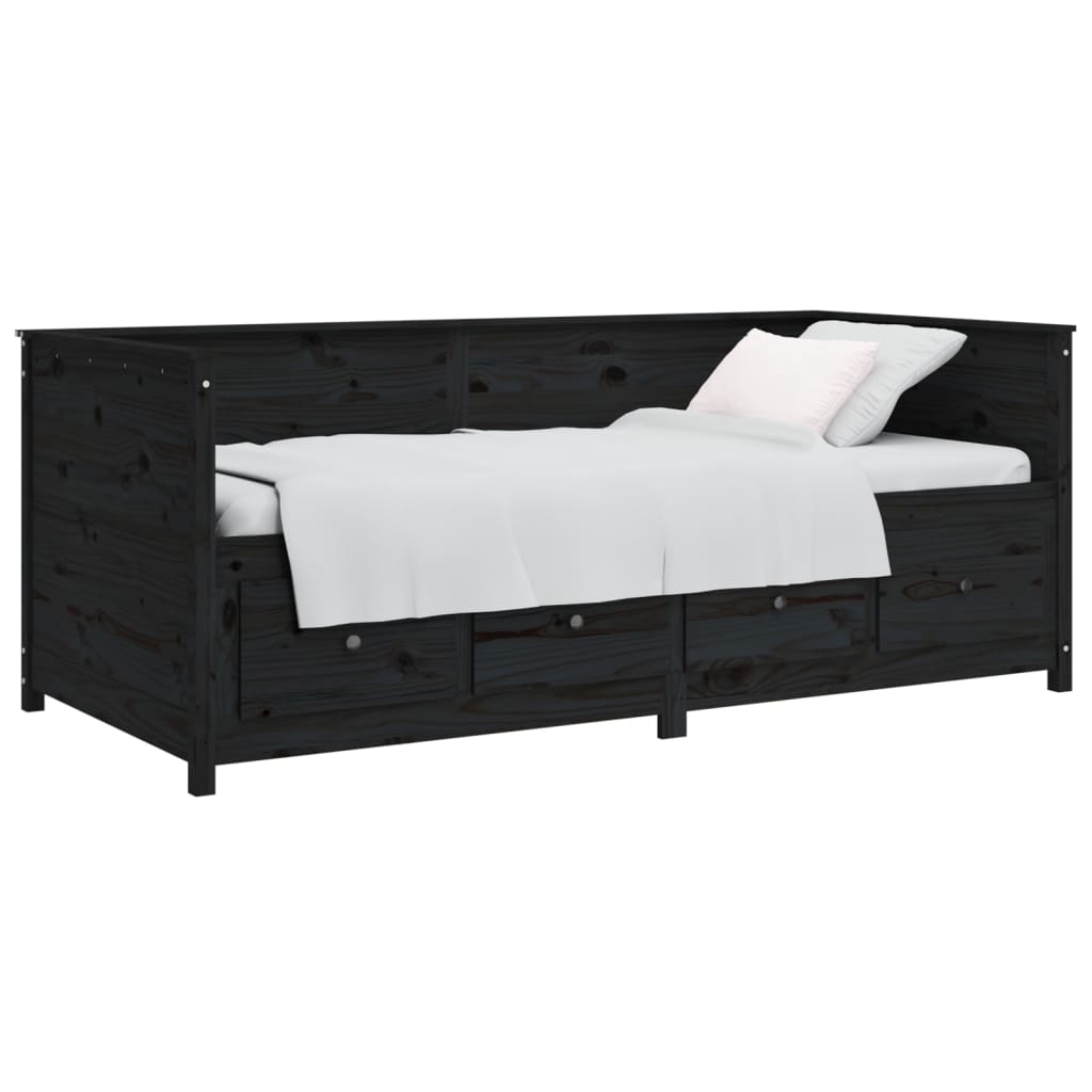 daybed 90x190 cm massivt fyrretræ sort