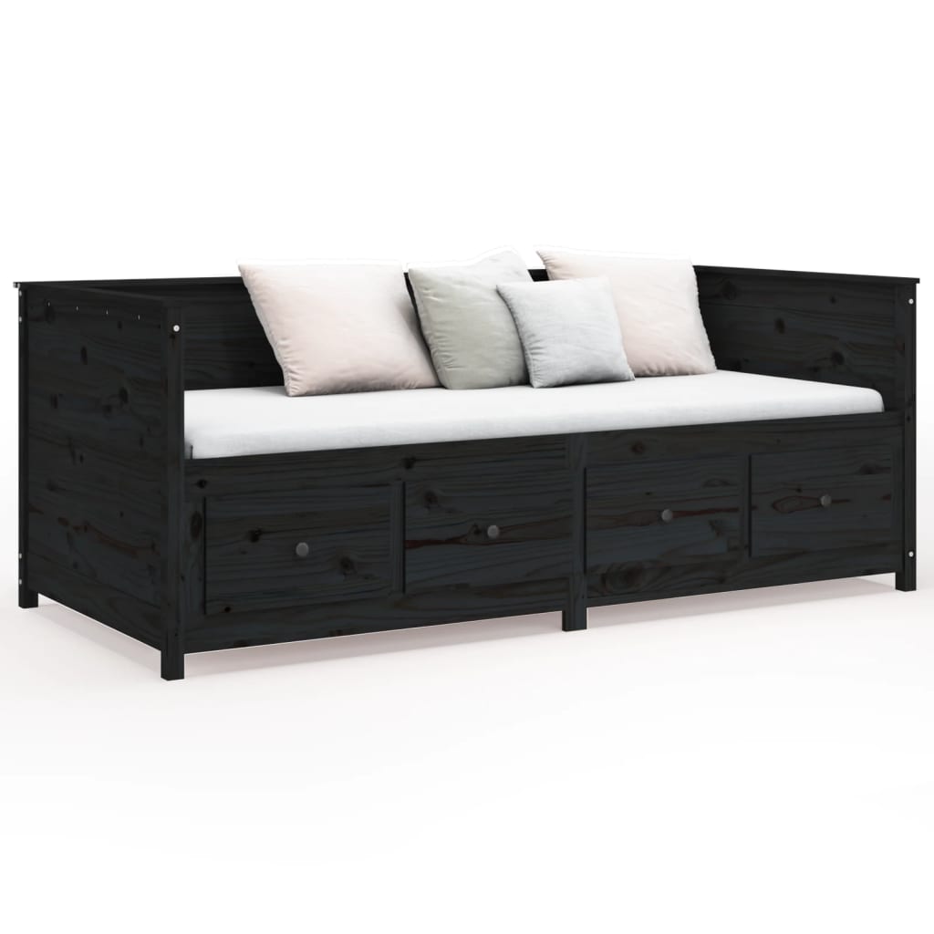 daybed 90x190 cm massivt fyrretræ sort