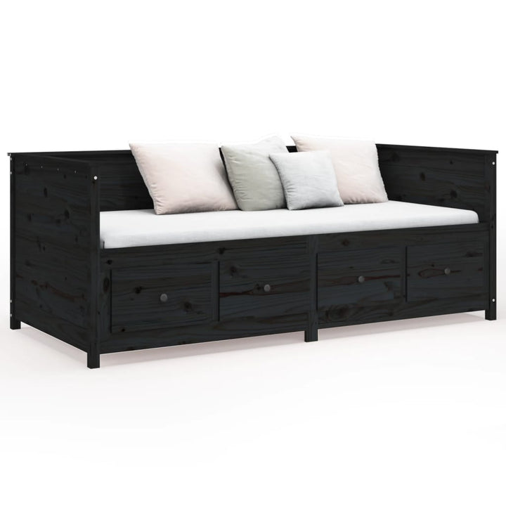 daybed 90x190 cm massivt fyrretræ sort