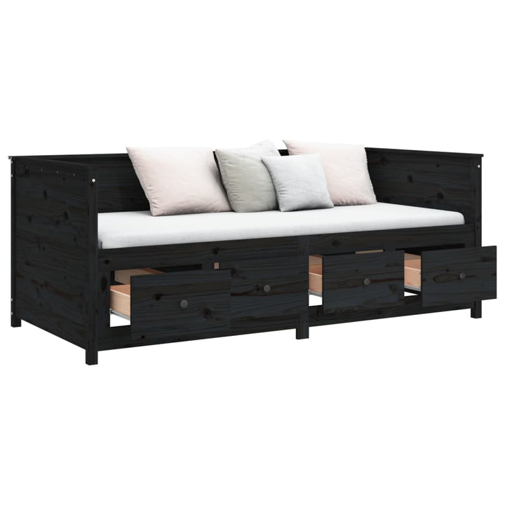 daybed 90x190 cm massivt fyrretræ sort