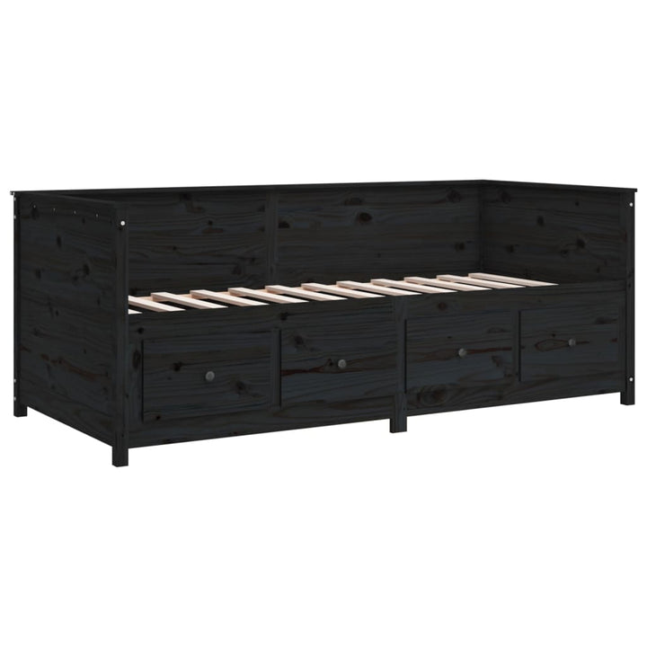 daybed 90x190 cm massivt fyrretræ sort