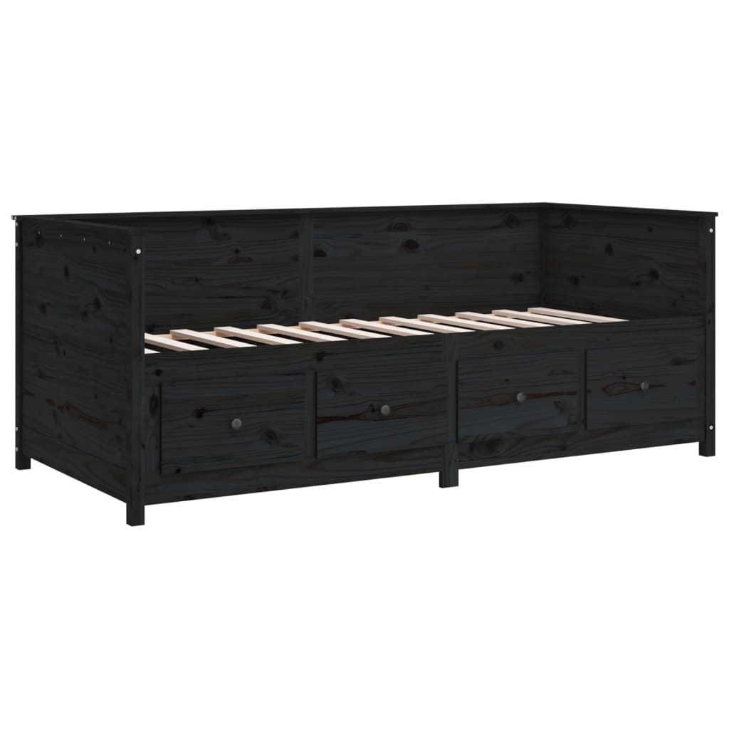 daybed 90x190 cm massivt fyrretræ sort