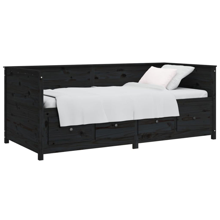 daybed 75x190 cm massivt fyrretræ sort