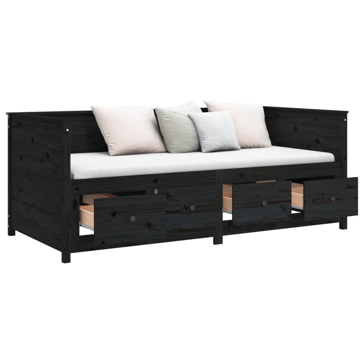 daybed 75x190 cm massivt fyrretræ sort