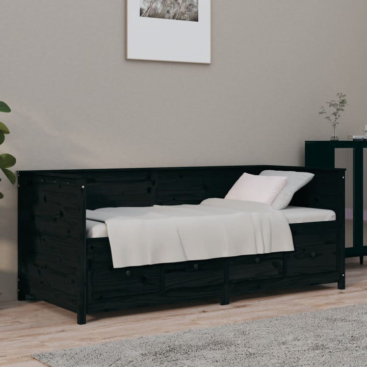 daybed 75x190 cm massivt fyrretræ sort