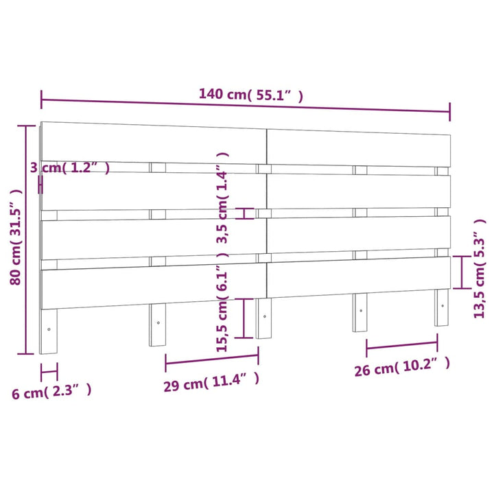 sengegavl 140x3x80 cm massivt fyrretræ hvid