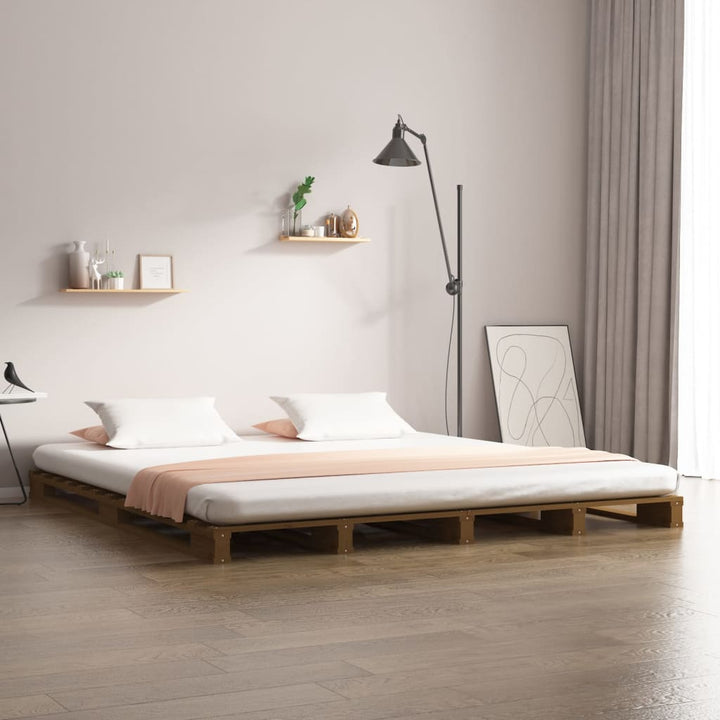 palleseng 120x200 cm massivt fyrretræ gyldenbrun