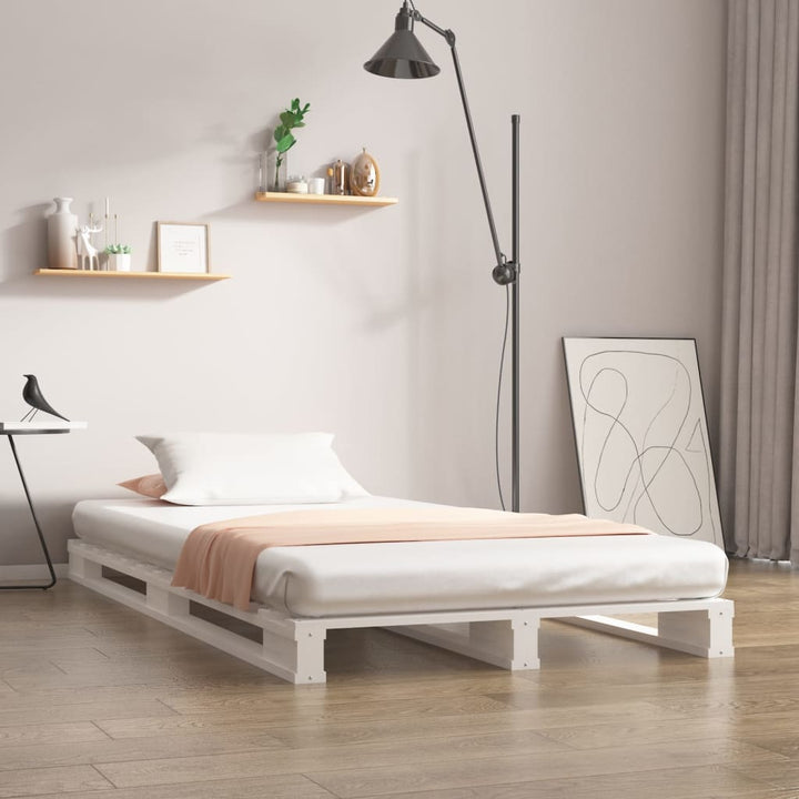 palleseng 75x190 cm Small Single massivt fyrretræ hvid