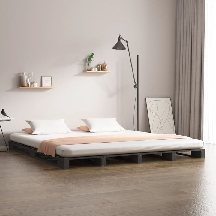 palleseng 120x190 cm Small Double massivt fyrretræ grå