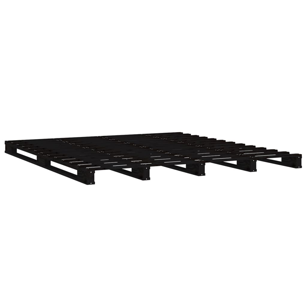 palleseng 135x190 cm dobbelt massivt fyrretræ sort