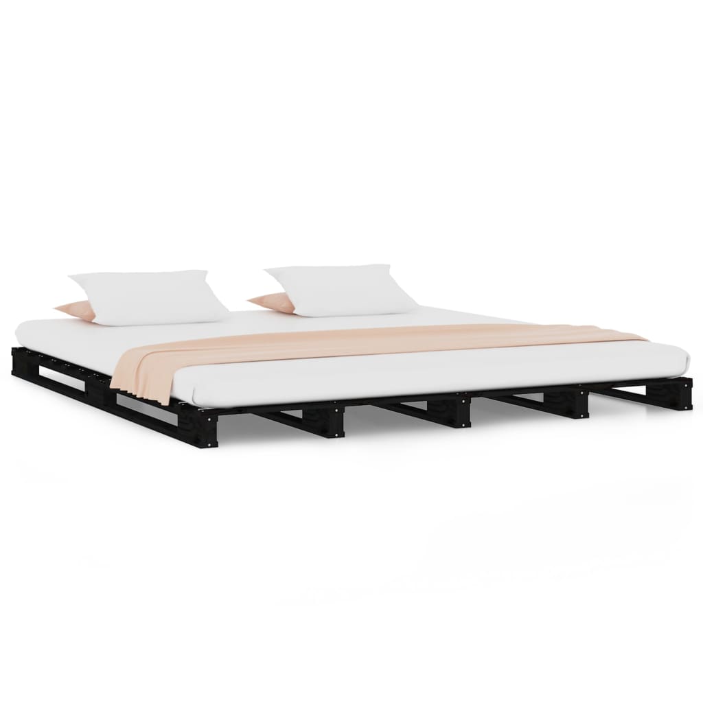 palleseng 140x190 cm massivt fyrretræ sort