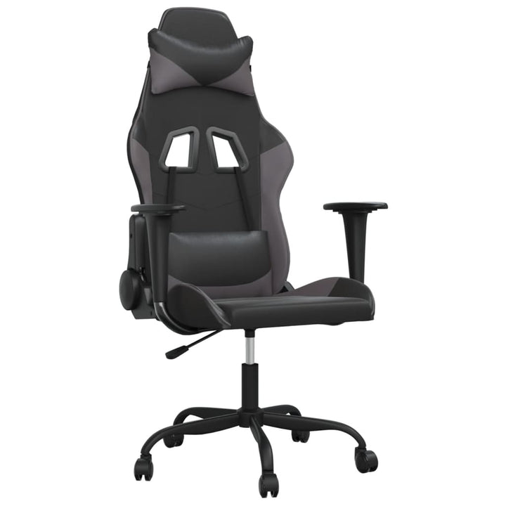 gamingstol m. massagefunktion kunstlæder sort og grå