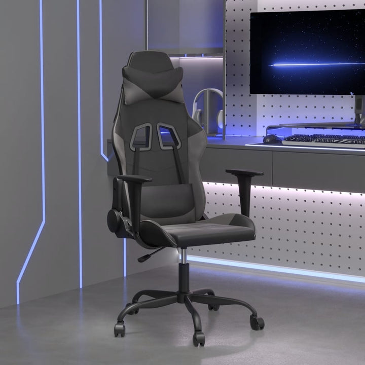 gamingstol m. massagefunktion kunstlæder sort og grå