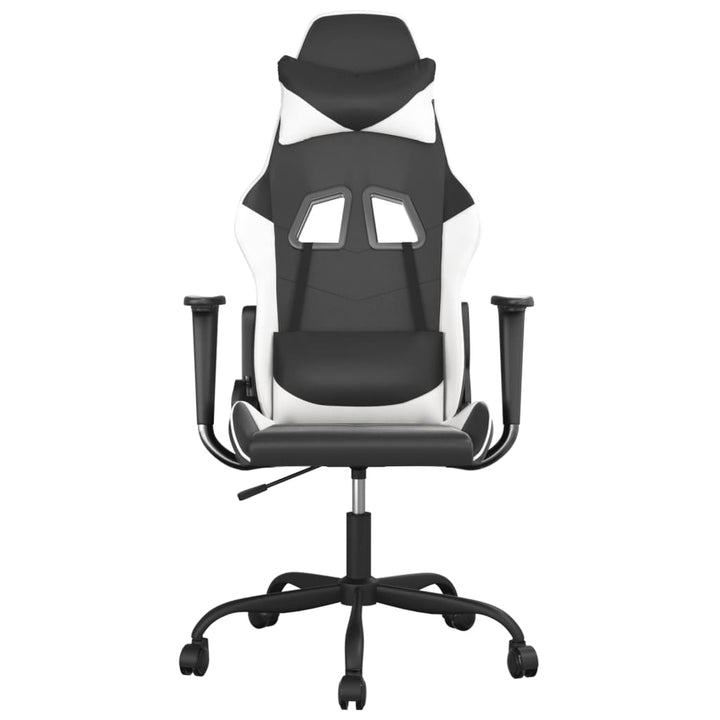 gamingstol med massagefunktion kunstlæder sort og hvid