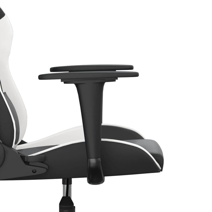 gamingstol med massagefunktion kunstlæder sort og hvid