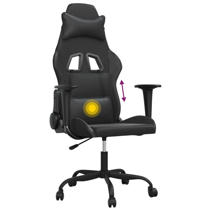 gamingstol med massagefunktion kunstlæder sort