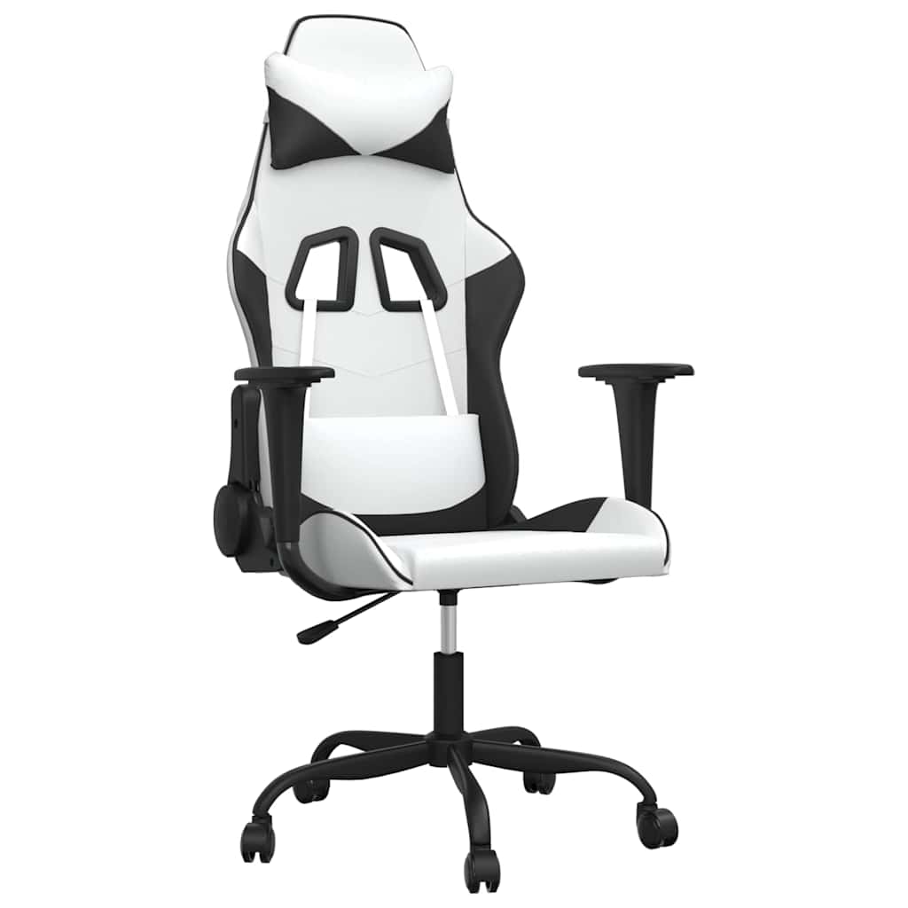 gamingstol m. massagefunktion kunstlæder hvid og sort