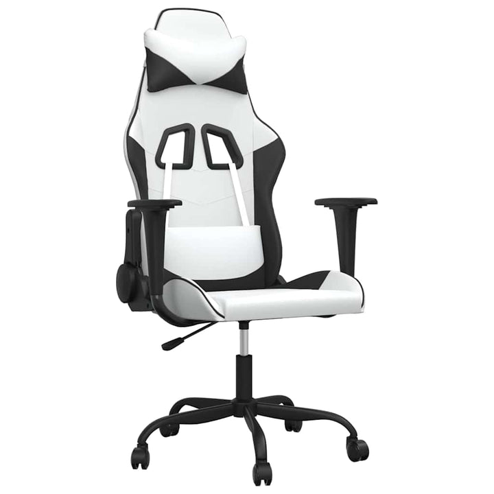 gamingstol m. massagefunktion kunstlæder hvid og sort