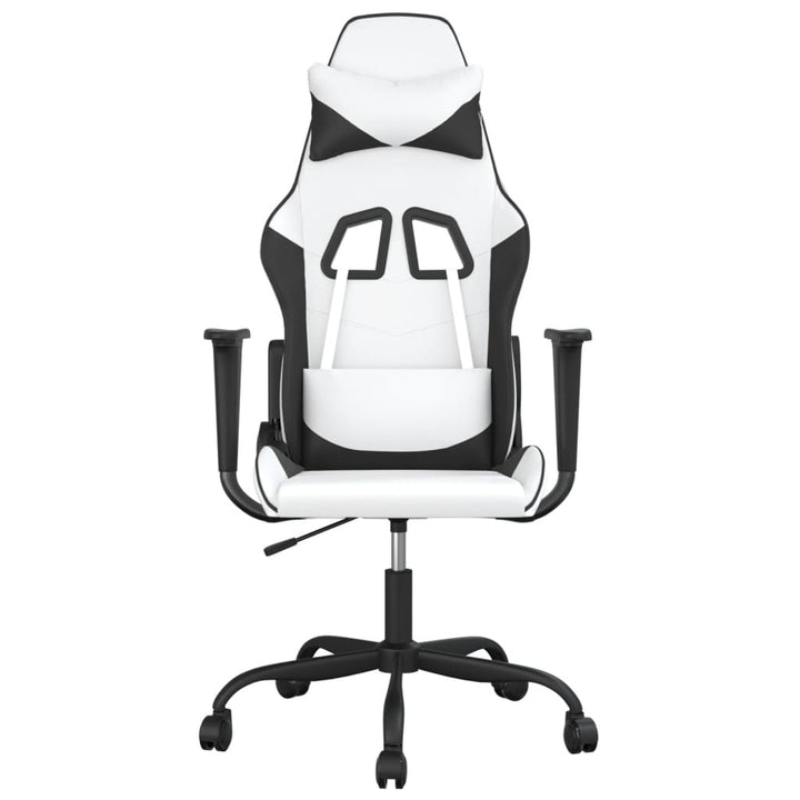 gamingstol m. massagefunktion kunstlæder hvid og sort