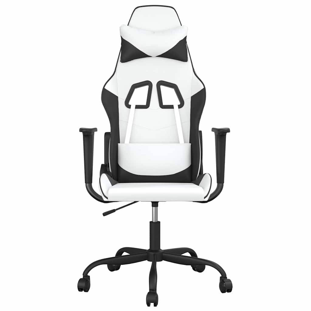 gamingstol m. massagefunktion kunstlæder hvid og sort