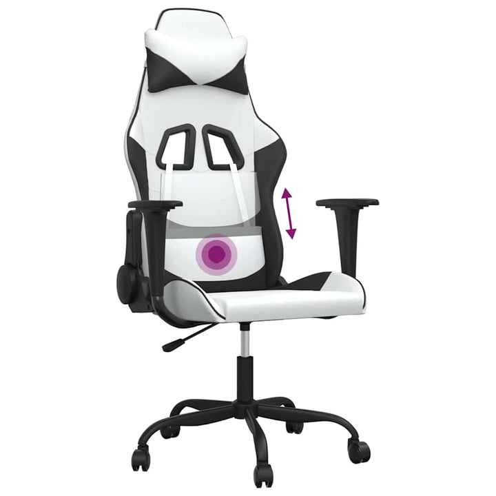 gamingstol m. massagefunktion kunstlæder hvid og sort