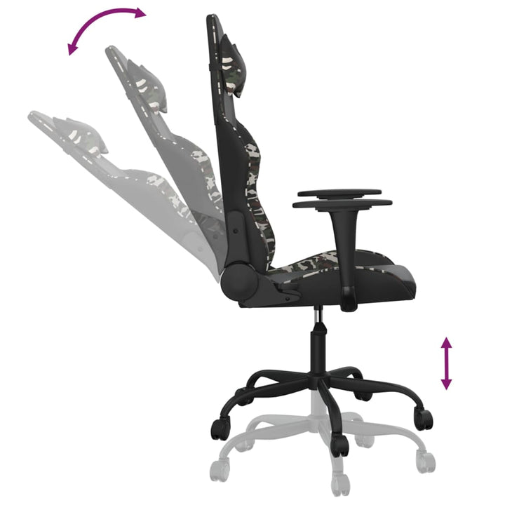 gamingstol m. massagefunktion kunstlæder sort og camouflage