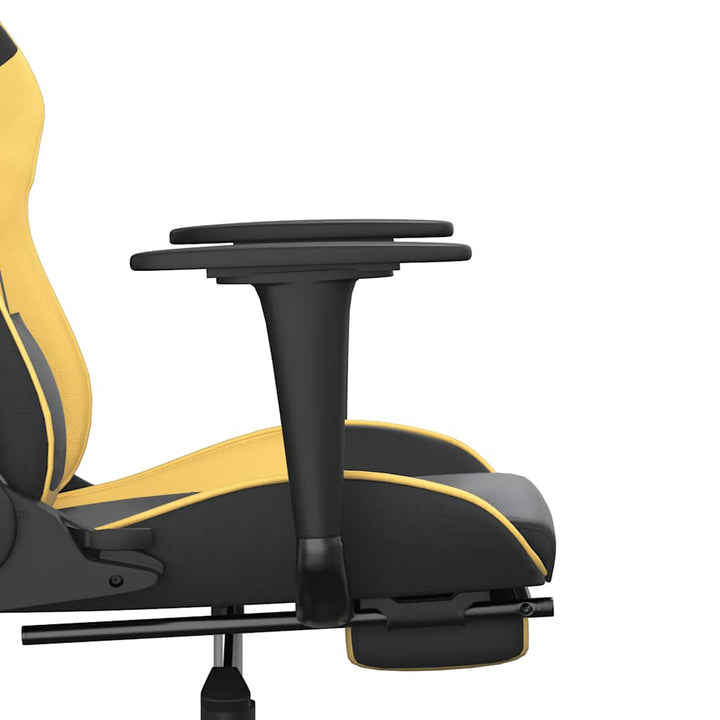 gamingstol m. massage og fodstøtte kunstlæder sort guldfarvet