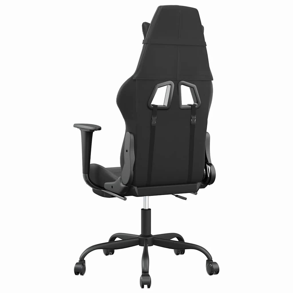 gamingstol m. massagefunktion og fodstøtte kunstlæder sort grå