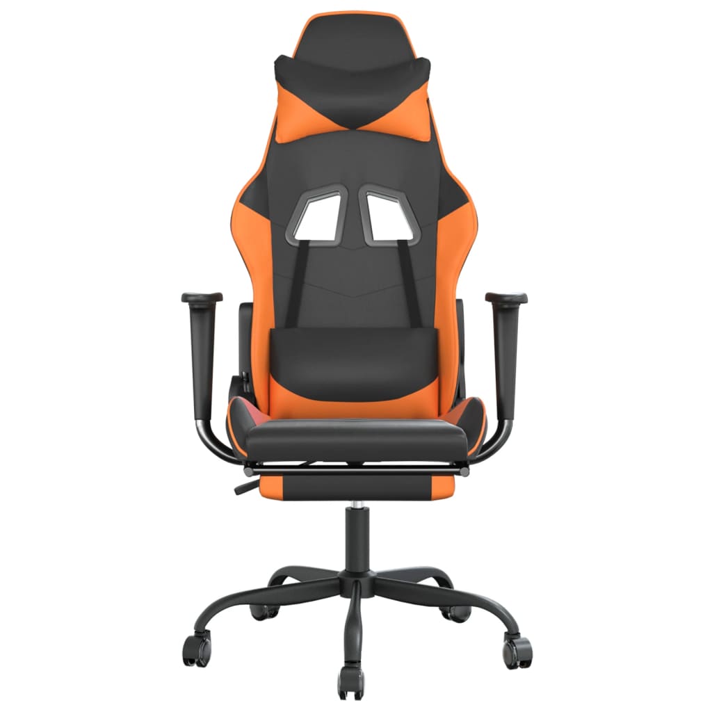 gamingstol m. massage og fodstøtte kunstlæder sort og orange