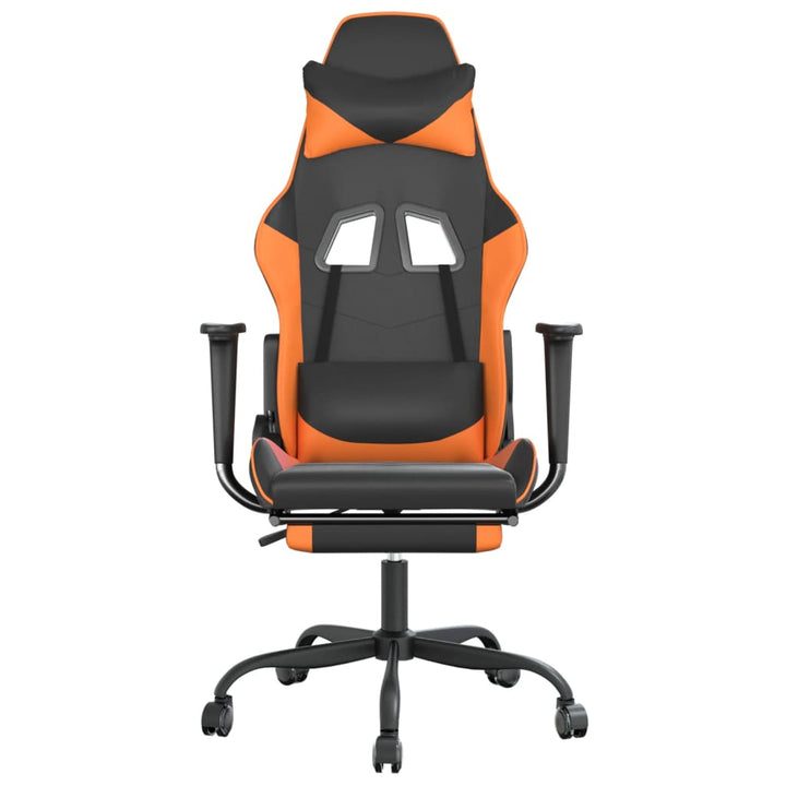 gamingstol m. massage og fodstøtte kunstlæder sort og orange