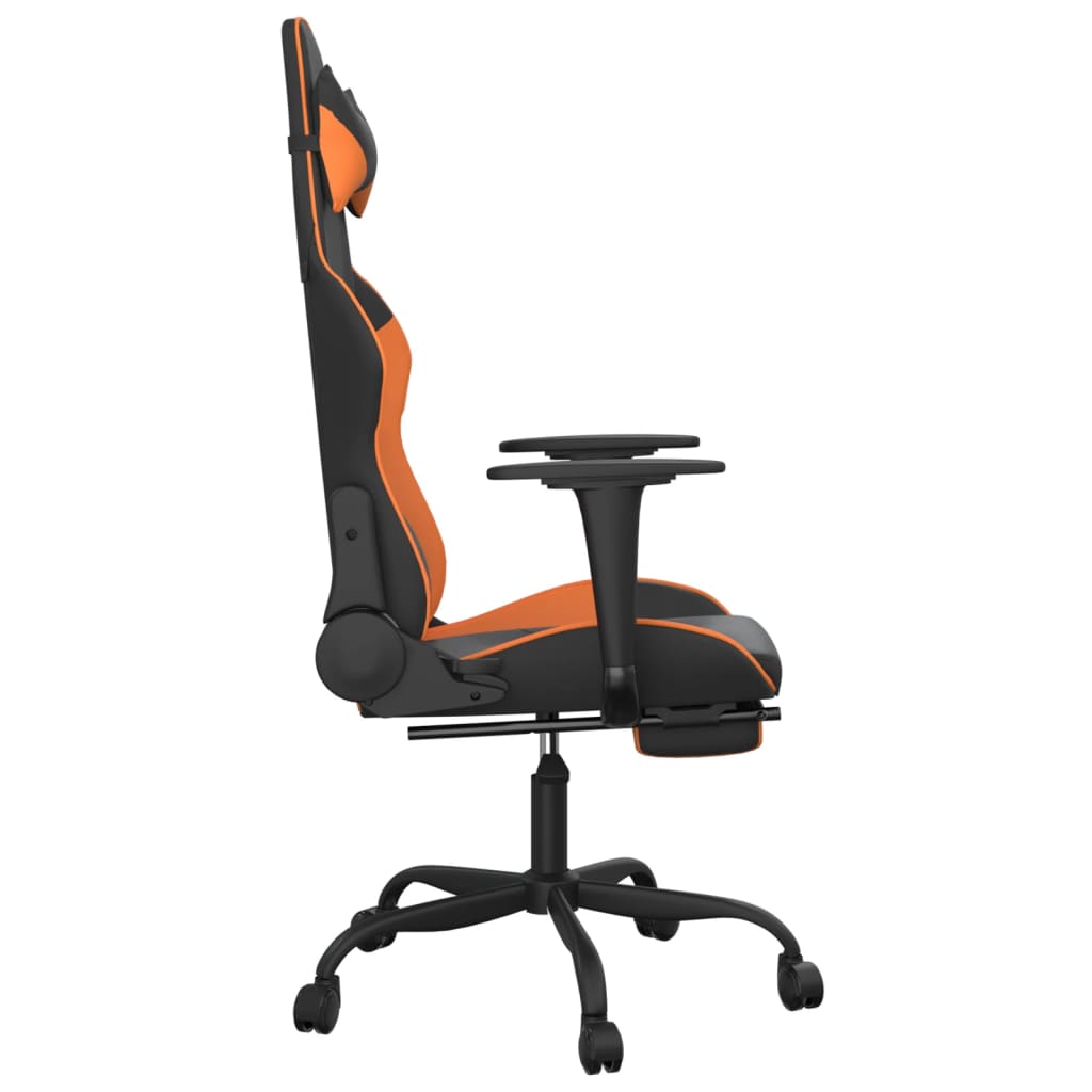 gamingstol m. massage og fodstøtte kunstlæder sort og orange