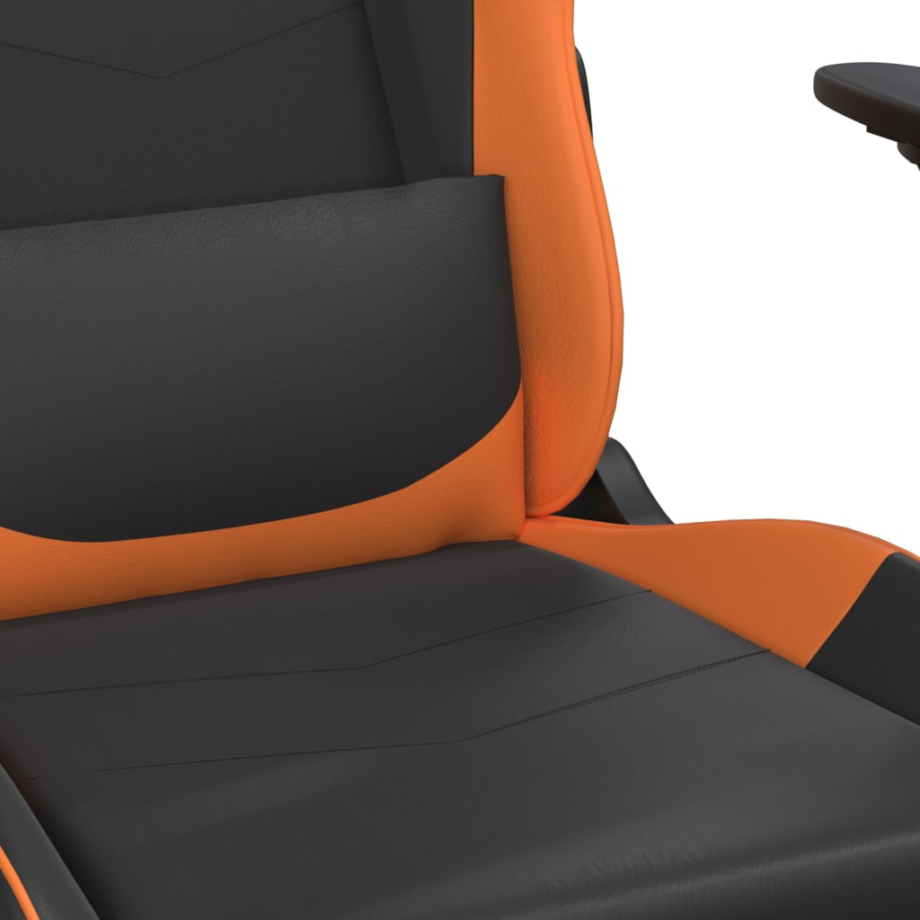 gamingstol m. massage og fodstøtte kunstlæder sort og orange