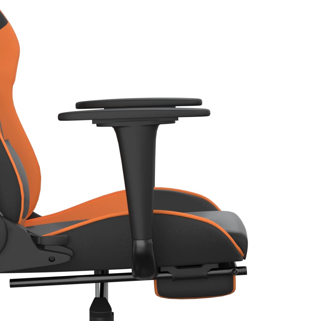 gamingstol m. massage og fodstøtte kunstlæder sort og orange