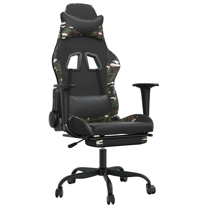 gamingstol m. massage og fodstøtte kunstlæder sort camouflage