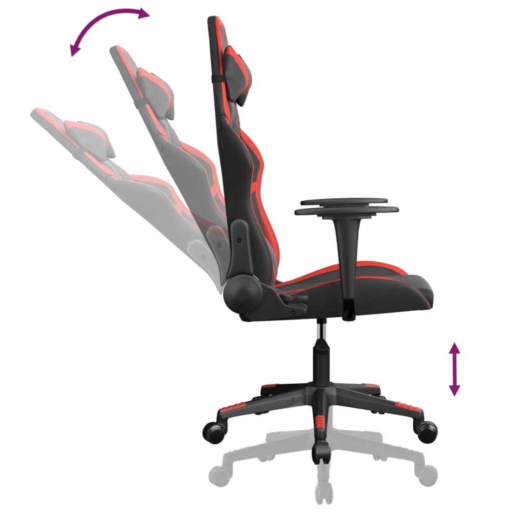 gamingstol m. massagefunktion kunstlæder sort og rød